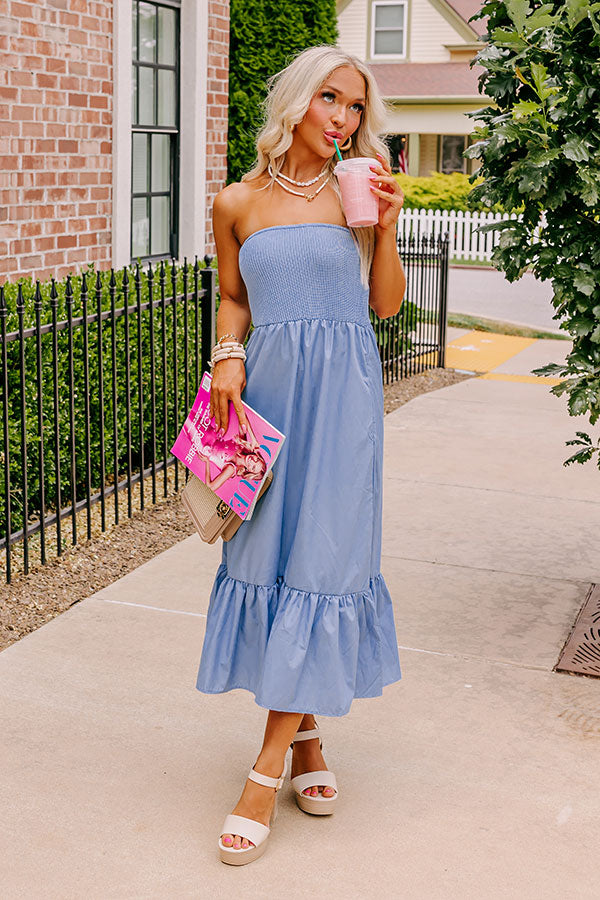 Premium Island Bay Breeze Midi Dress - Sky Blue