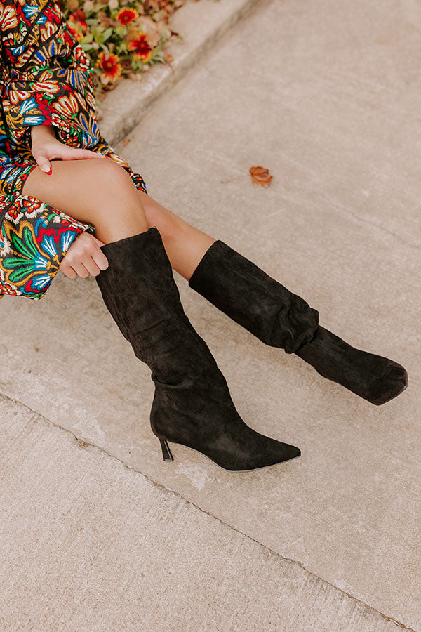 Premium Sadie Faux Suede Boots - Ultimate Black Edition