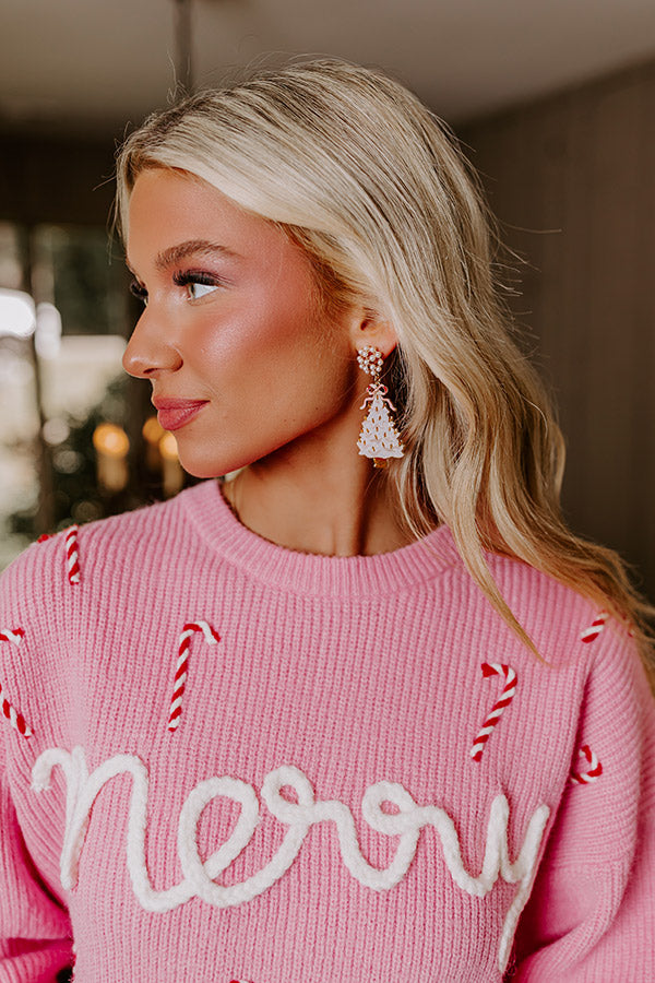 Premium White Christmas Tree Earrings - Festive Holiday Glam