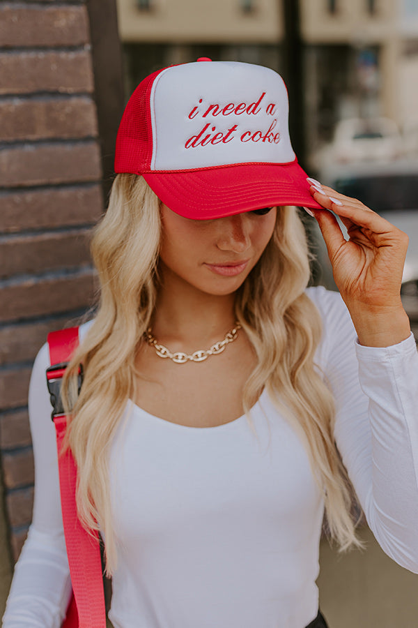 Ultimate 'I Need A Diet Coke' Embroidered Trucker Hat - Premium Quirky Style