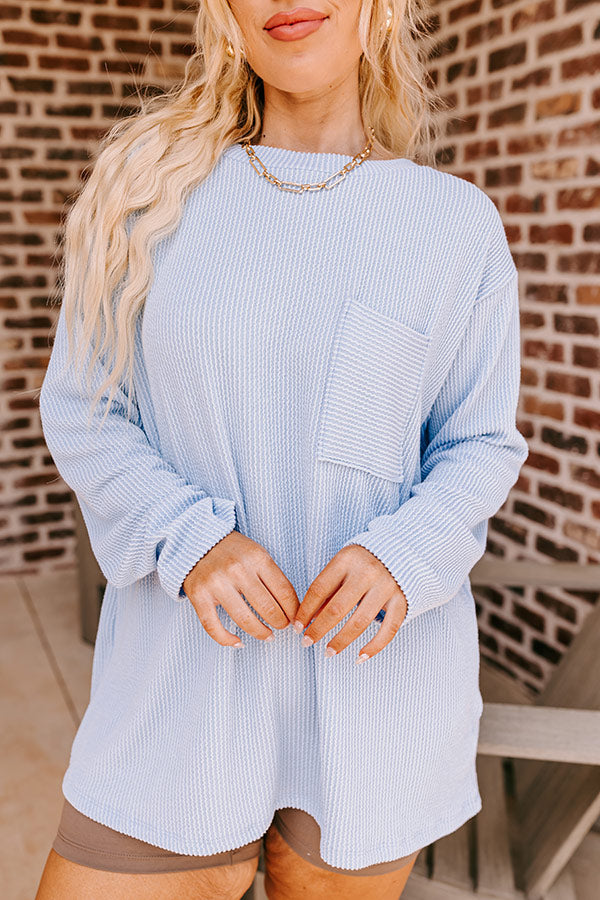 Premium Sky Blue Ribbed Casual Top - Ultimate Everyday Style