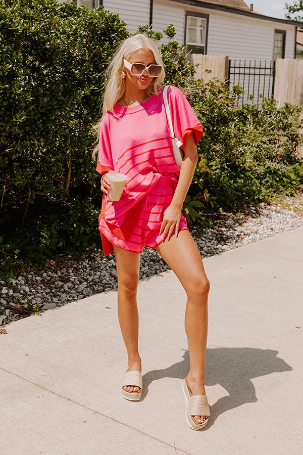 Ultimate Summer Comfort: Dockside Cutie Knit Shorts in Pink