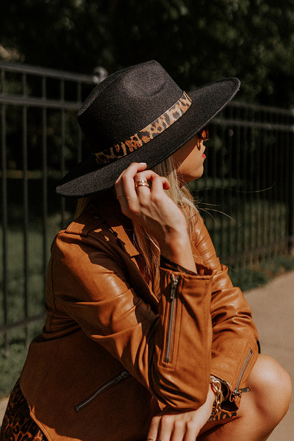 Ultimate Black Felt Hat with Leopard Print Band