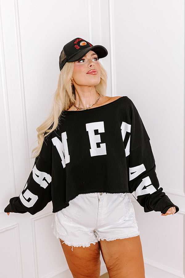 Ultimate Game Day Crop Sweatshirt - Black Curves Edition