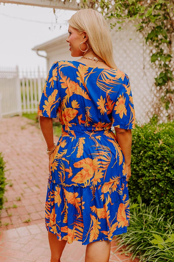 Ultimate Cruise Ready Floral Mini Dress - Royal Blue Elegance