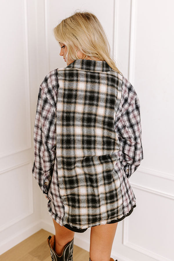 Premium Fireside Cuddles Flannel Shirt - Black Plaid