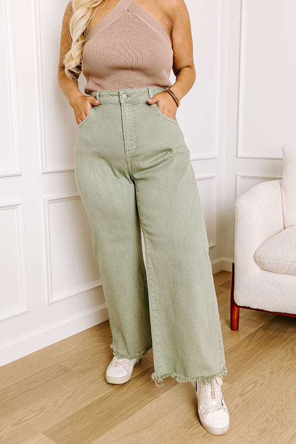 Ultimate Sage Curves Wide Leg Jeans by Risen Iris