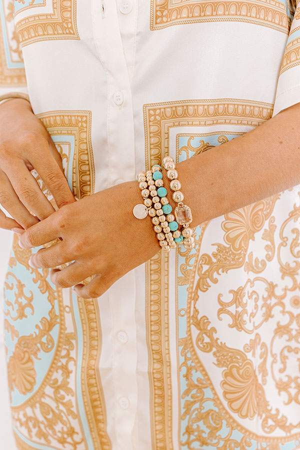 Ultimate Glam Stretch Bracelet Set in Turquoise - Premium Style Upgrade