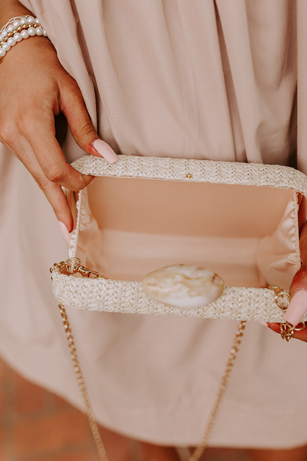 Premium St. Lucia Love Woven Clutch in Ivory - Ultimate Resort Style