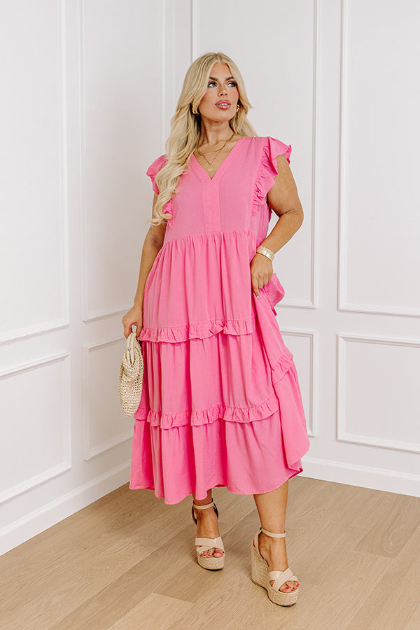 Premium Patio Days Midi Dress - Pink Curves