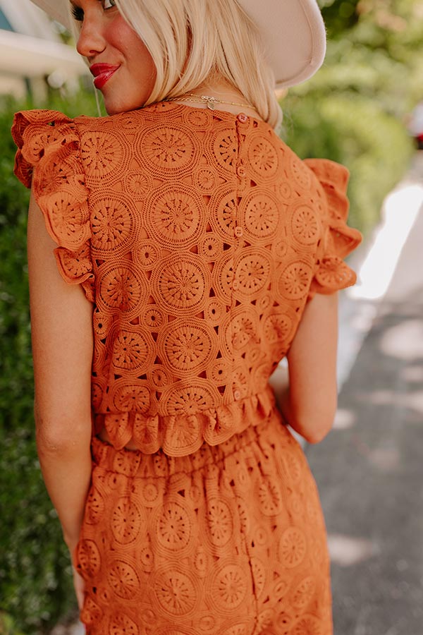 Ultimate Boho-Chic Crochet Jumpsuit - Rust