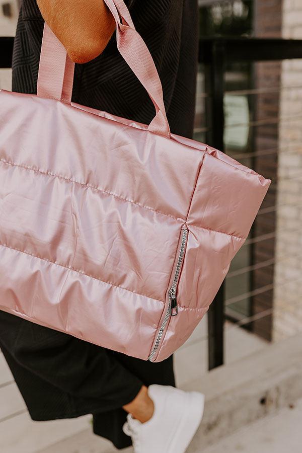 Premium Weekend Getaway Puffer Tote - Stylish Pink Edition