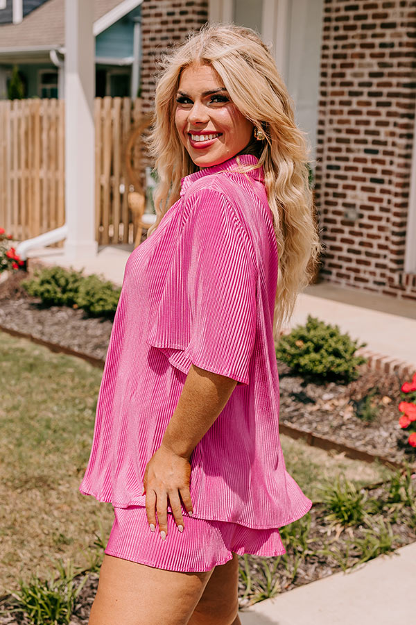 Ultimate Pink Pleated Satin Top - Effortless Elegance