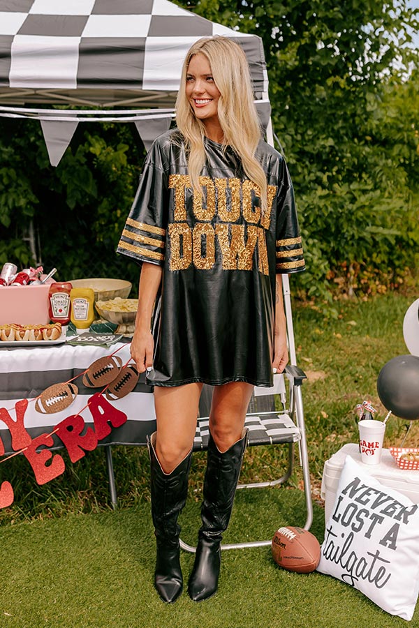 Ultimate Game Day Faux Leather Mini Dress - Black