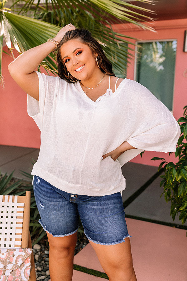 Premium Ivory Curves Knit Shift Top - Effortless Elegance