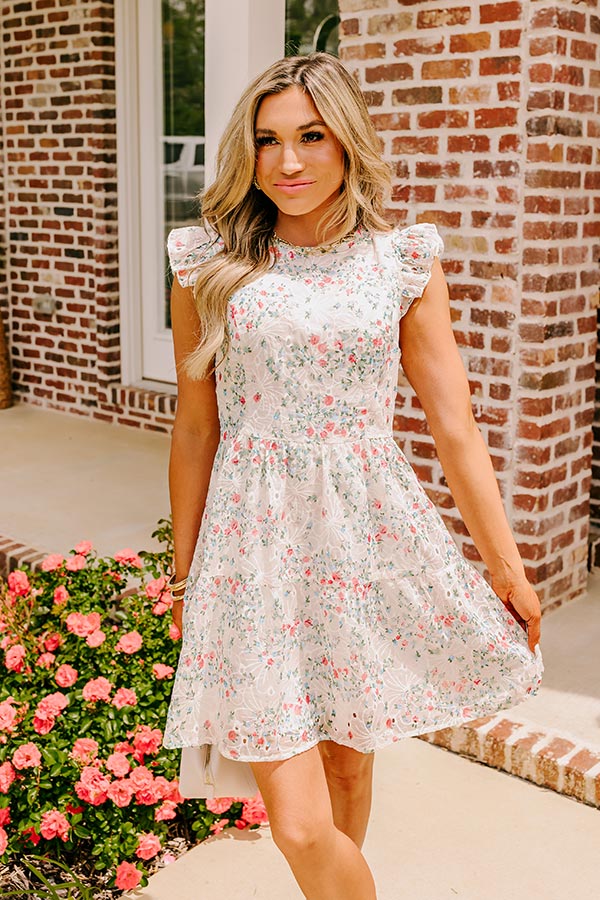 Premium English Tea Garden Embroidered Mini Dress - Summer Dream Collection