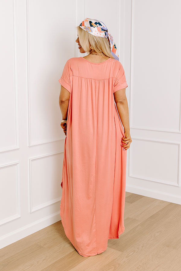 Ultimate Comfort Maxi T-Shirt Dress in Peach