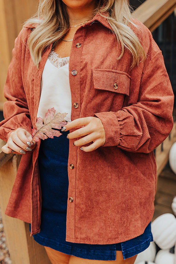 Premium Rust Corduroy Button-Up Shirt - Ultimate Fall Style