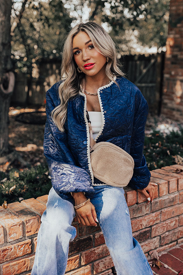 Premium Fall Festival Quilted Jacket - Navy