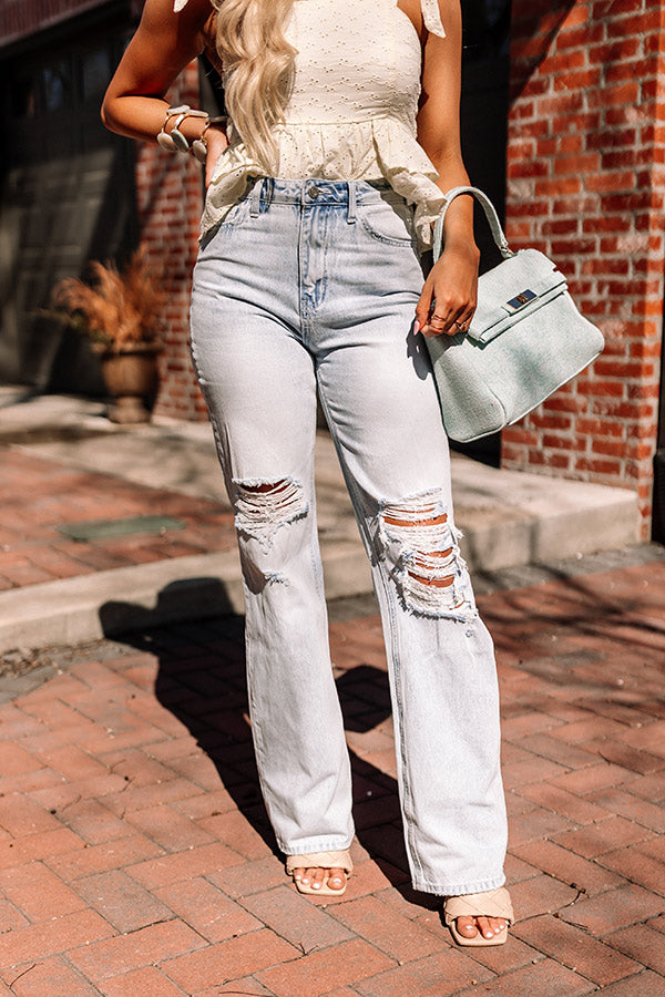 The Becks Premium High Waist Distressed Flare Jeans