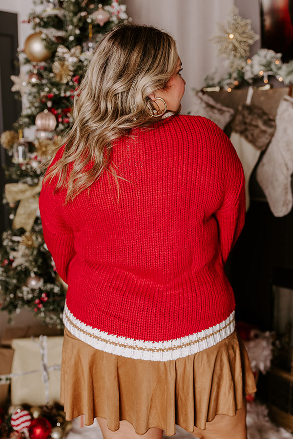 Premium Holiday Vibes Knit Sweater - Merry Red Curves