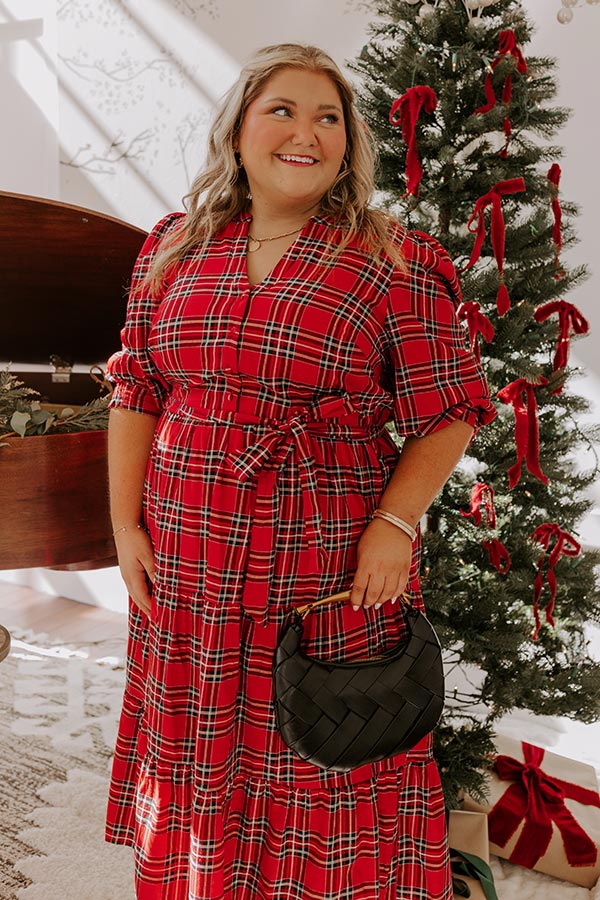 Ultimate Merry Mood Plaid Midi Dress