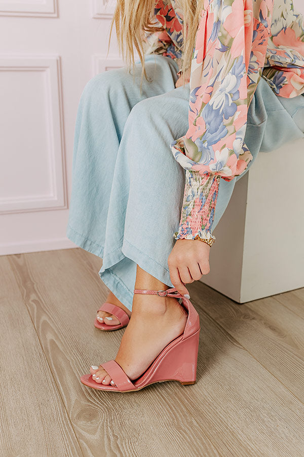 Premium Penelope Patent Wedge - Dark Blush Elegance