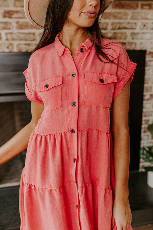Premium Coral Mineral Wash Mini Dress - Ultimate Style Upgrade