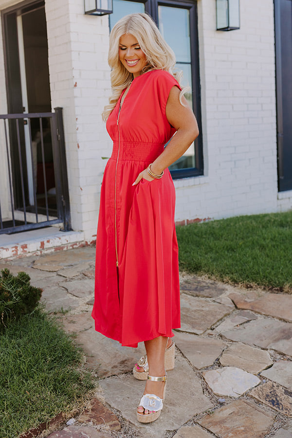 Ultimate Chic Red Curves Midi Dress