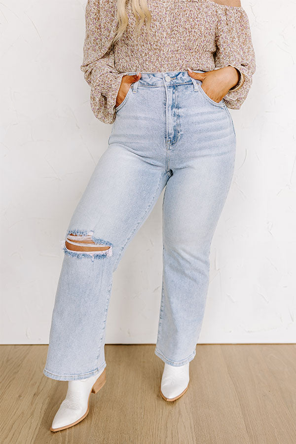 Premium High Waist Distressed Crop Flare Jeans by Risen Emerson