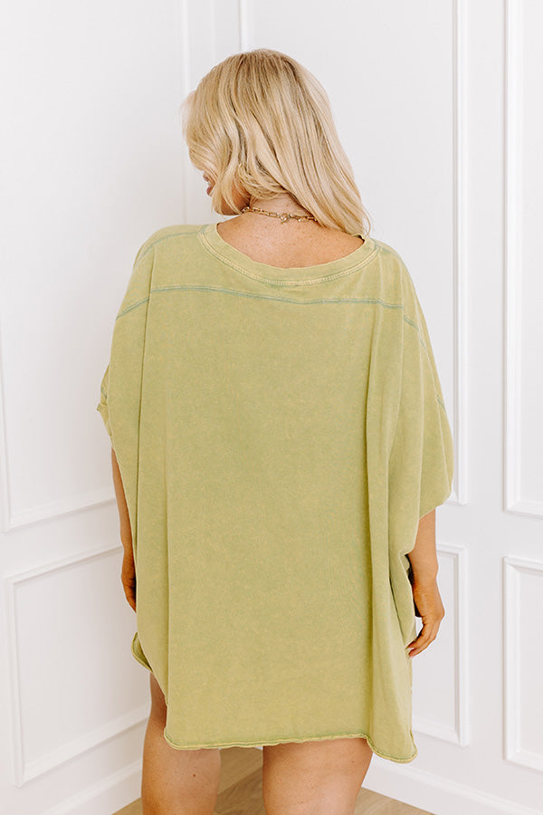 Ultimate Effortless Vibes Mineral Wash Oversized Tee - Lime Punch Curves