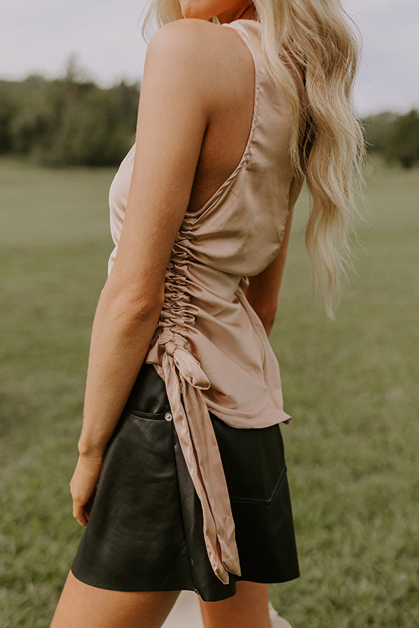 Premium Renegade Ruched Satin Top in Iced Latte - Upgrade Your Style