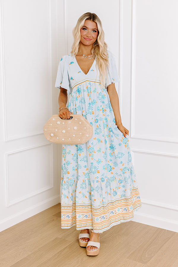 Premium Breezy Blossom Embroidered Maxi Dress