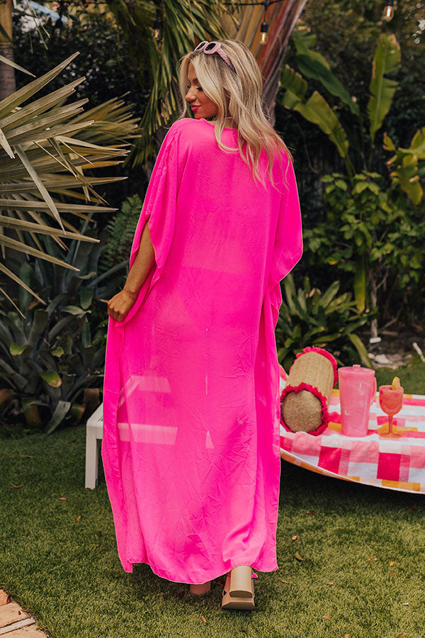 Premium Seaside Elegance High-Low Cover-Up in Vibrant Hot Pink