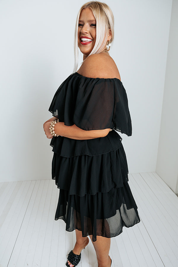 Ultimate Elegance: Black Pinot Ruffle Dress