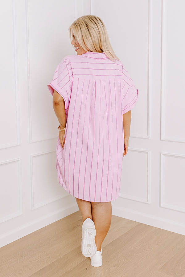 Premium Yacht Club Stripe Mini Dress - Pink Curves Collection