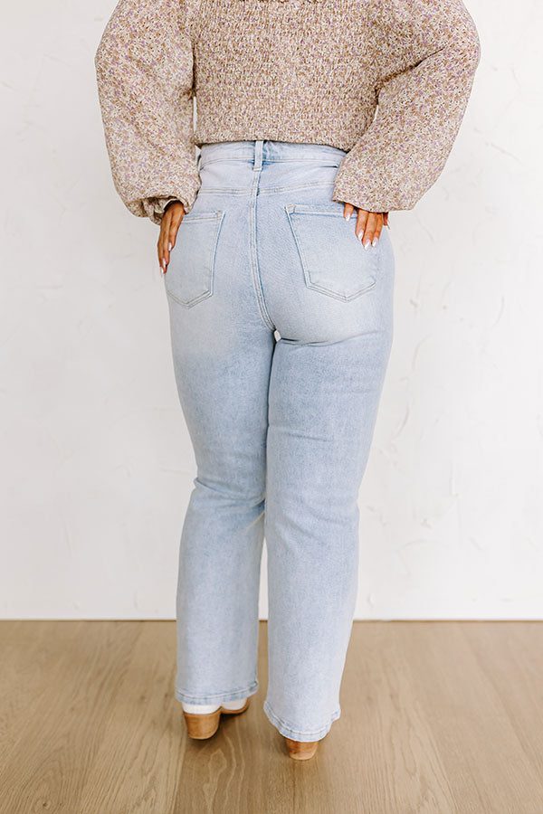 Premium High Waist Distressed Crop Flare Jeans by Risen Emerson