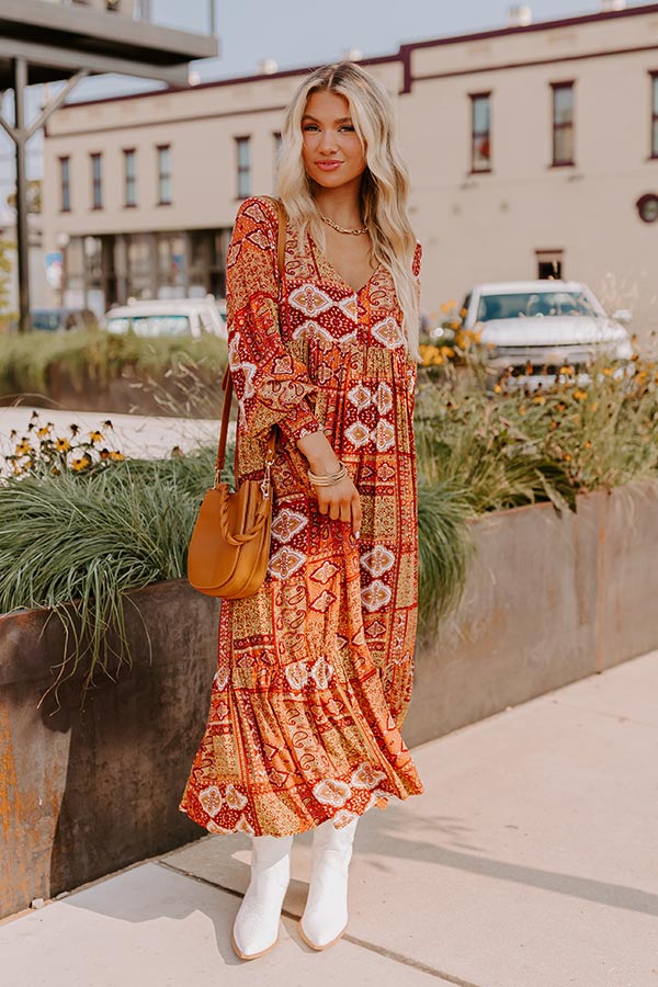 Ultimate Orchard Oasis Paisley Maxi Dress in Wine