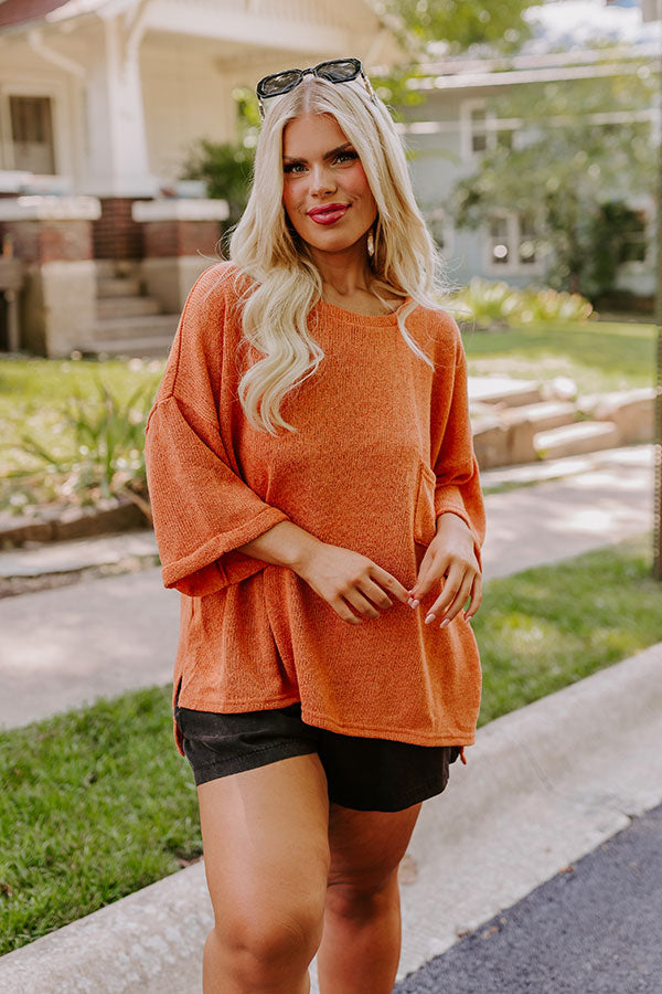 Ultimate Vineyard Vibes Knit Top - Rust Curves Edition