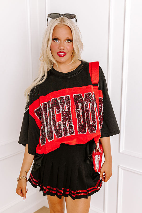 Ultimate Game Day Sequin Oversized Tee - Black