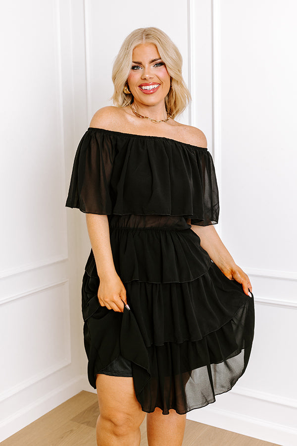 Ultimate Elegance: Black Pinot Ruffle Dress