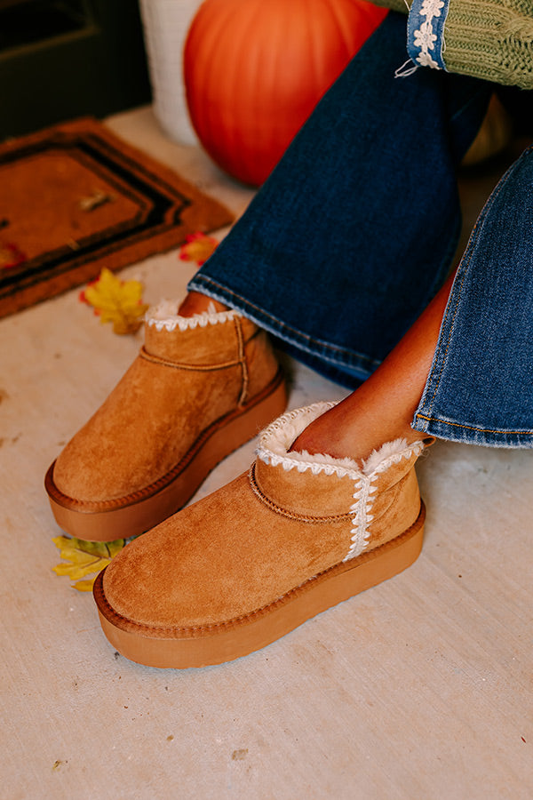 Premium Vermont Faux Suede Platform Bootie in Camel - Ultimate Comfort & Style