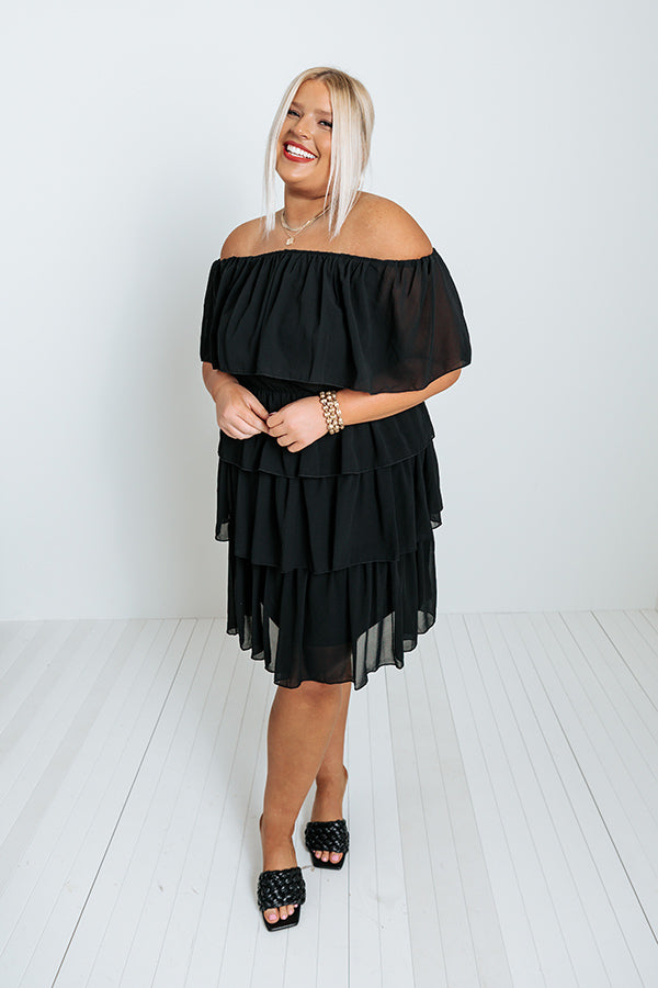 Ultimate Elegance: Black Pinot Ruffle Dress