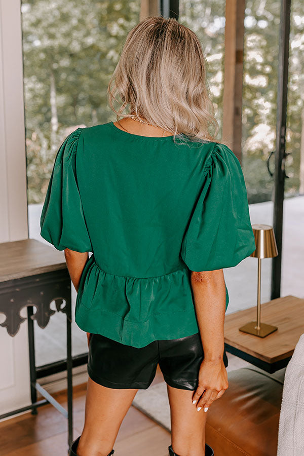 Premium Peplum Top for Martinis - Hunter Green