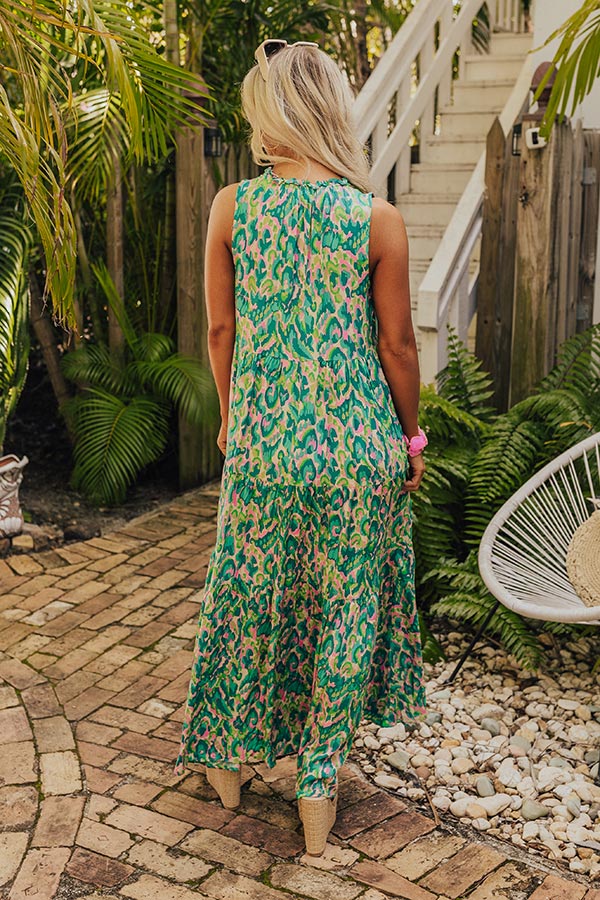 Premium Beach Escape Maxi Dress in Vibrant Green