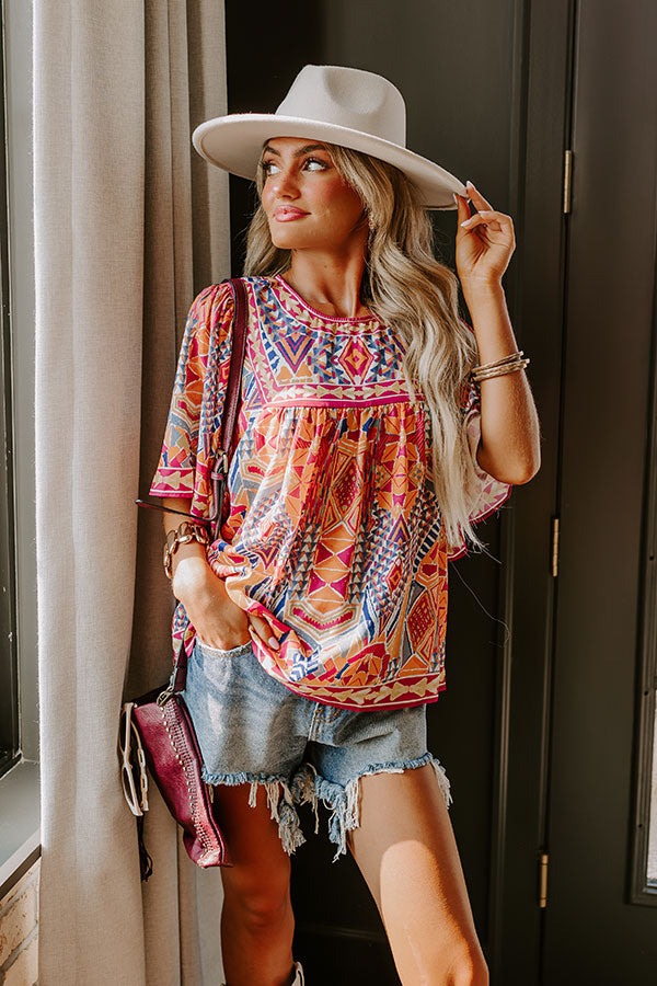 Premium Sunshine Serenade Shift Top - Vibrant Orange