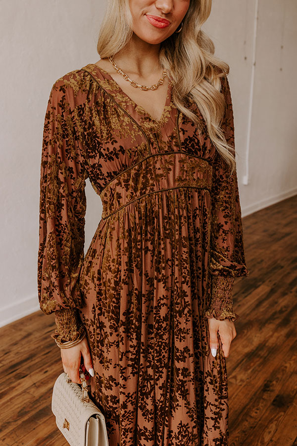 Ultimate Velvet Burnout Maxi Dress - Chocolate Romance