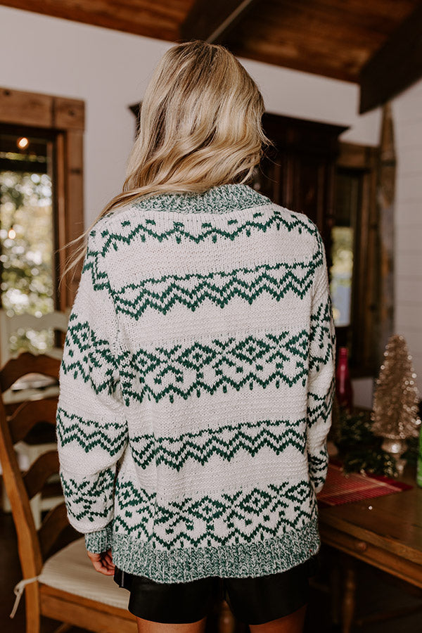 Premium Whispering Pines Knit Sweater in Hunter Green - Ultimate Lodge Style