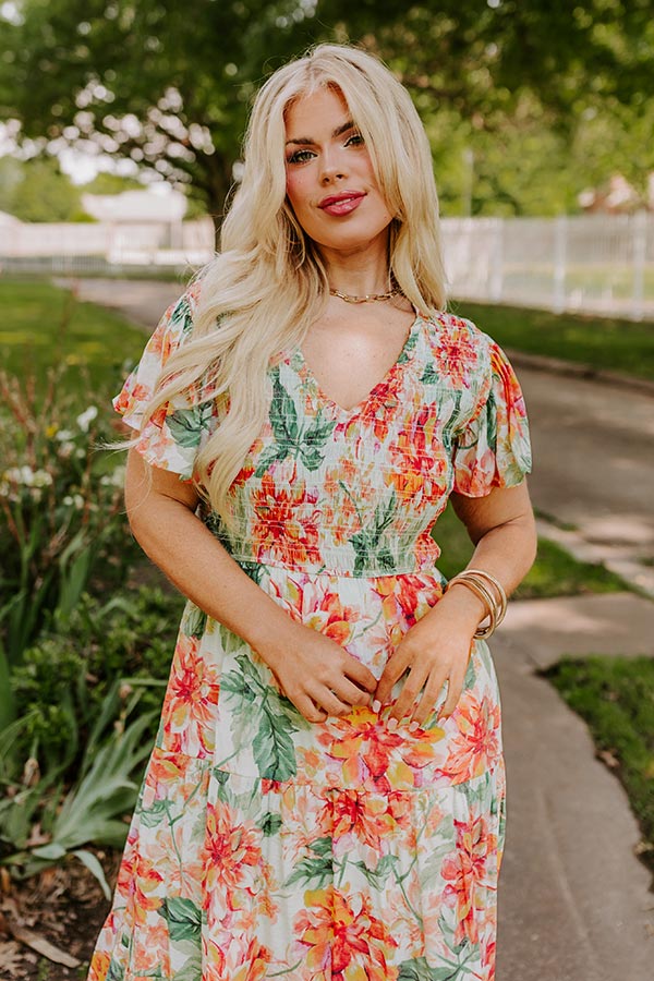 Ultimate Sunny Sangria Floral Midi Dress - Mint Curves