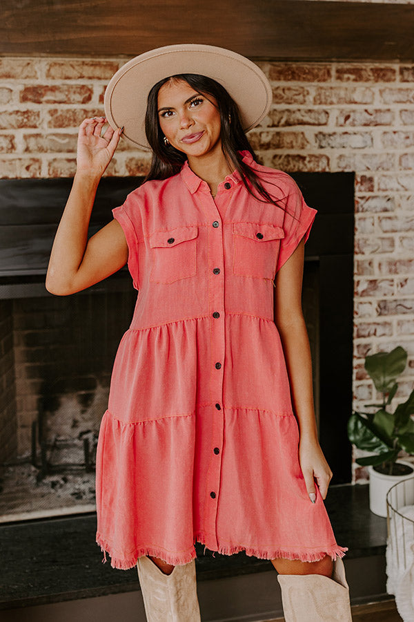 Premium Coral Mineral Wash Mini Dress - Ultimate Style Upgrade